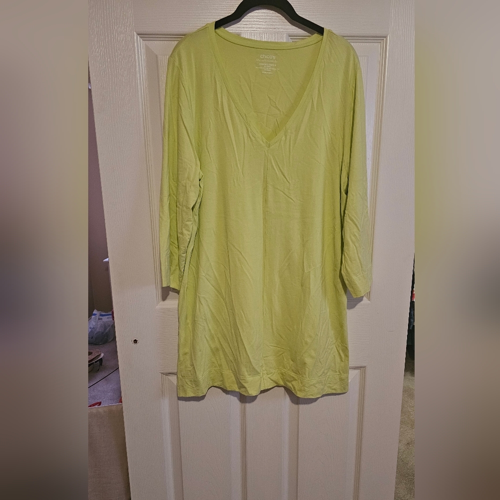 Chico's Lime Green Ultimate Tee Sz L